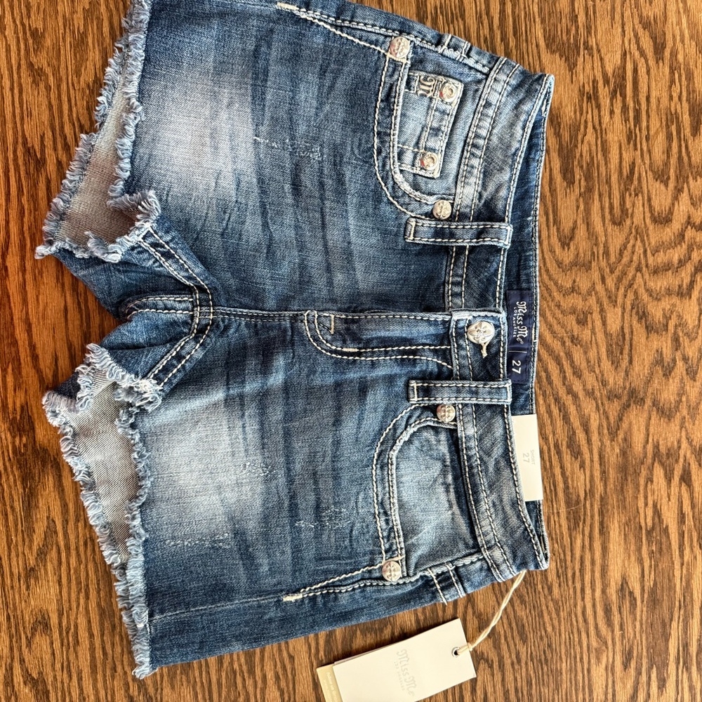 Miss Me Distressed Blue Jean Shorts